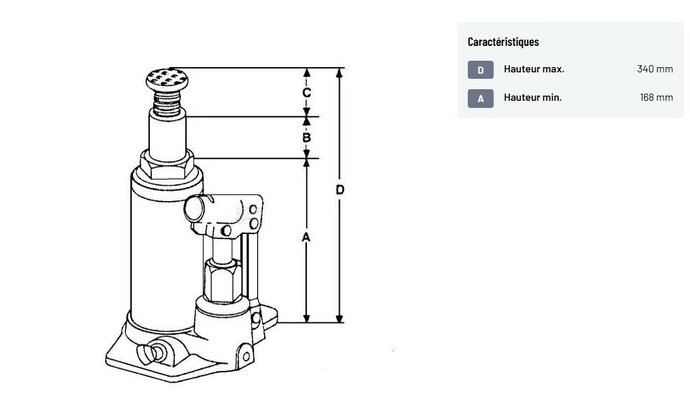 Divers - Non définie - Cric hydraulique bouteille 2T