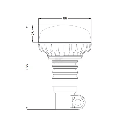 Divers - Non définie - Gyrophare LED, profil bas, 15W, 12-24V, ambre, montage sur poteau flexible, Ø 86mm x138mm