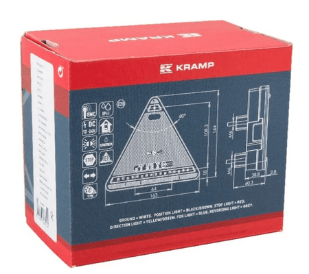 Divers - Non définie - Feu arrière LED gauche triangulaire, 12-24V, 163x144x38.8mm, 5-fiches