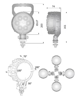 Divers - Non définie - Phare de travail LED rond 29W 2500lm, 10/30V, Ø 117mm