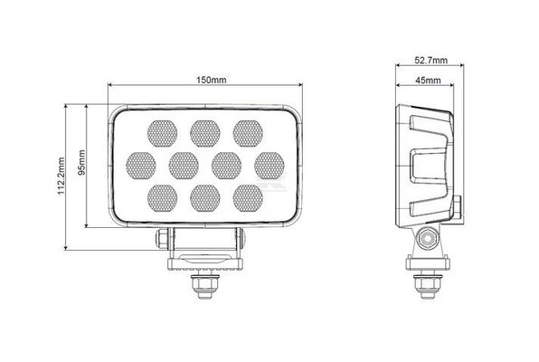 Divers - Non définie - Lampe de travail LED, 100W, 8950lm, rectangulaire, 12/24V, blanc, 150x112x52,7mm