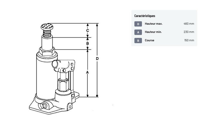 Divers - Non définie - Cric hydraulique bouteille 15T