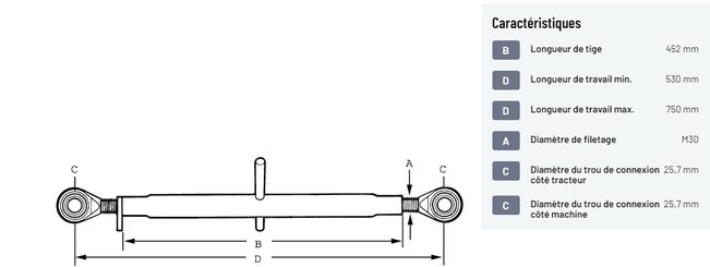 Divers - Non définie - Barre de poussée 450-25,7 M30