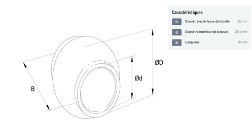 Divers - Non définie - Rotule d'attelage supérieur Cat.3/2 Ø25,4/60x51mm