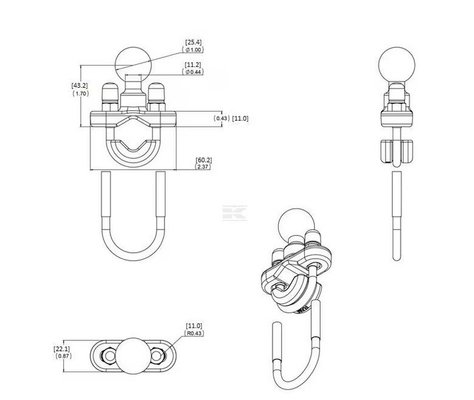 Divers - Non définie - Support de montage 1/2" - 1 1/4"
