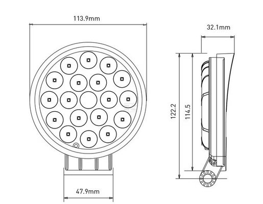 Divers - Non définie - Phare de travail LED rond 36W 2850lm, 10/30V, Ø 113.9mm
