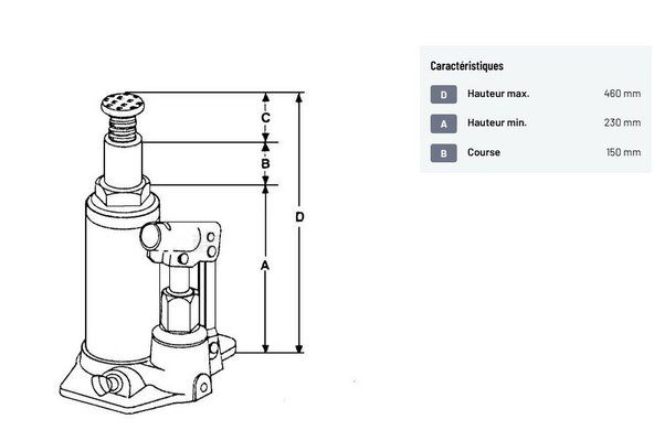 Divers - Non définie - Cric hydraulique bouteille 12T