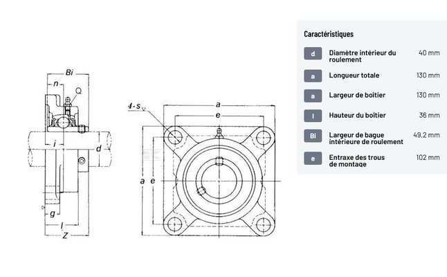 Divers - Non définie - Roulement à flasque carré cpl.