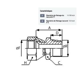 Divers - Non définie - Racc. man. 1-1/16 JICx1/2 BSPT