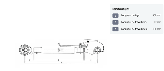 Divers - Non définie - Barre de poussée rotule/crochet 450, M36 cat.3/3