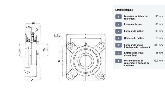 Divers - Non définie - Roulement à flasque carré cpl.