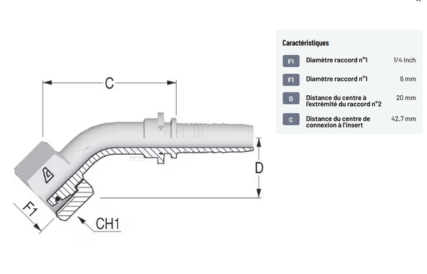 Divers - Non définie - Raccord DN06-M16x150-10L 45°