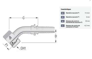Divers - Non définie - Raccord DN06-M16x150-10L 45°