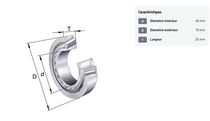 Divers - Non définie - Roulement à rouleaux coniques 45x75x20mm