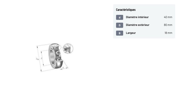 Divers - Non définie - Roulement à billes à gorge profonde 40x80x18mm