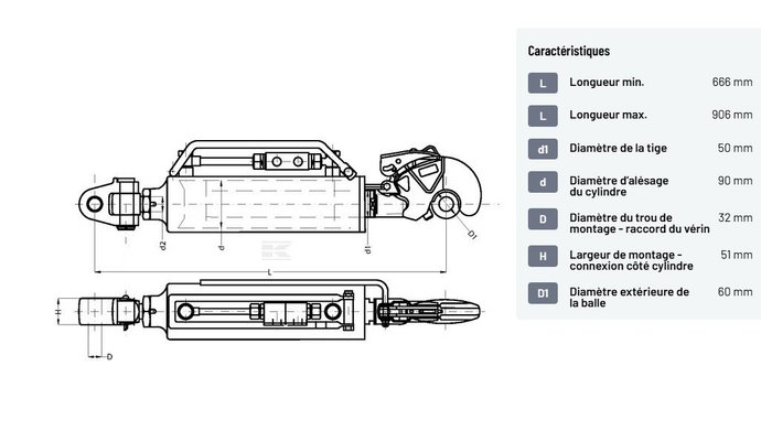 Divers - Non définie - Barre de poussée hydraulique