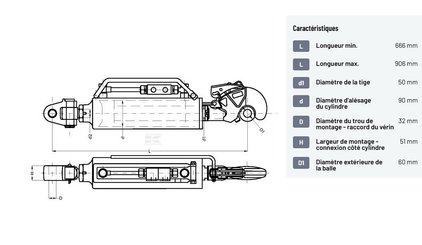 Divers - Non définie - Barre de poussée hydraulique