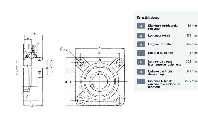 Divers - Non définie - Roulement à flasque carré cpl.