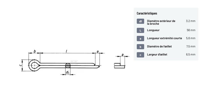 Divers - Non définie - Goupille fendue 3,2 x 56 mm (x10)