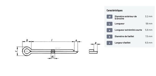 Divers - Non définie - Goupille fendue 3,2 x 56 mm (x10)