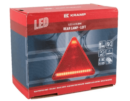 Divers - Non définie - Feu arrière LED gauche triangulaire, 12-24V, 163x144x38.8mm, 5-fiches