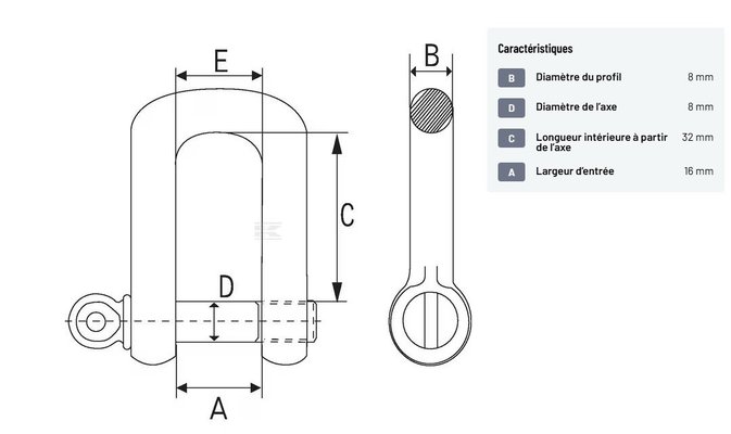 Divers - Non définie - Maillon en D 5/16"" (2x)"
