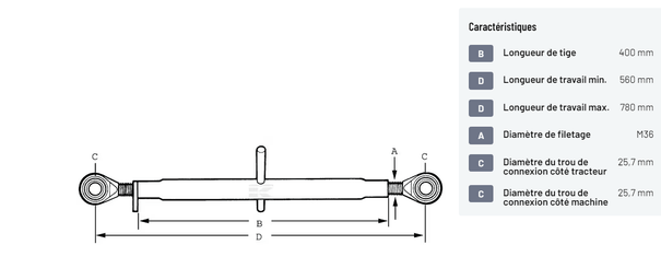Divers - Non définie - Barre de poussée 400-M36 cat.2