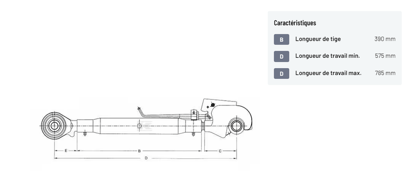 Divers - Non définie - Barre de poussée rotule/crochet 390, M30 cat.2/2