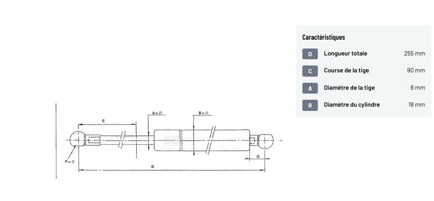 Divers - Non définie - Vérin à gaz