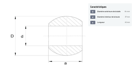 Divers - Non définie - Rotule d'attelage inférieure Cat.3/3 Ø37/64x45mm