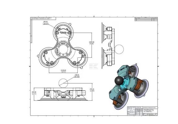 Divers - Non définie - Support C 3 ventouses