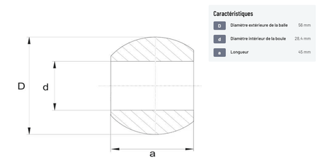 Divers - Non définie - Rotule d'attelage inférieure Cat.2/2 Ø28,4/56x45mm