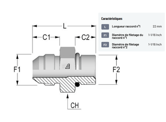 Divers - Non définie - Union male JIC/UNF 1 1/16 - 1