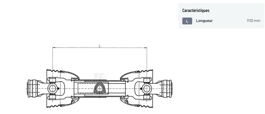 Divers - Non définie - Arbre de transmission T80 L : 1110mm, avec limiteur à boulon de rupture B02