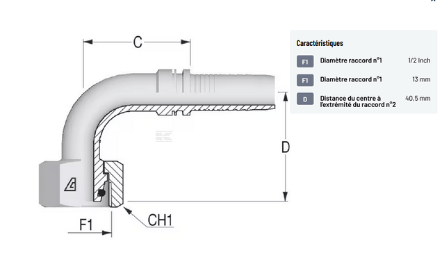 Divers - Non définie - Raccord DN13 M22x150 15L 90°