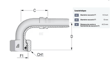 Divers - Non définie - Raccord DN13 M22x150 15L 90°