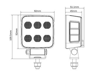 Divers - Non définie - Lampe de travail LED, 60W, 6600lm, carrée, 12/24V, blanche, 92x109,5x51,1mm