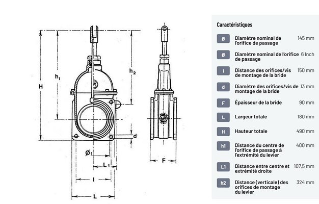 Divers - Non définie - Vanne + bride carrée 6"