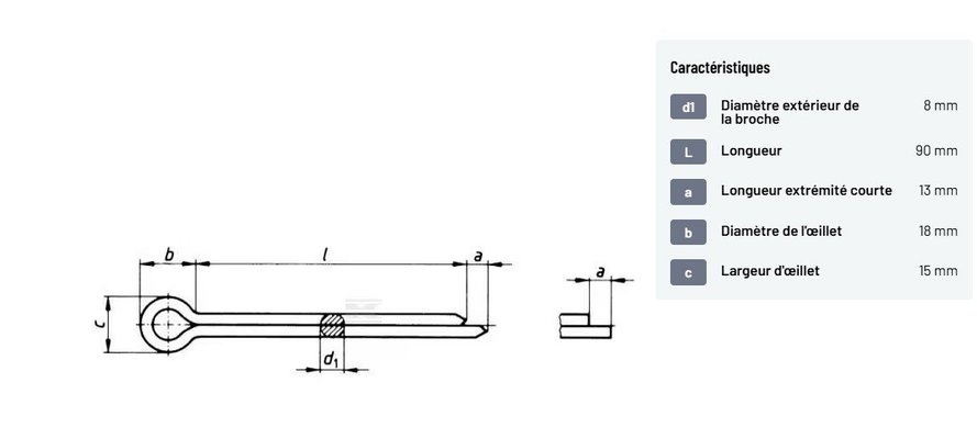 Divers - Non définie - Goupille fendue 8 x 90mm (x6)
