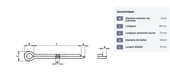 Divers - Non définie - Goupille fendue 8 x 90mm (x6)