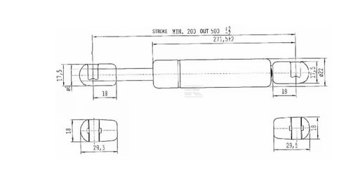 Divers - Non définie - Vérin à gaz L500-150N