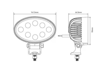 Divers - Non définie - Phare de travail LED ovale 24W 2240lm, 10/30V, 141.5x64.5x90mm faisceau large 8 LED