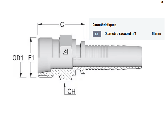 Divers - Non définie - Raccord DN16-M30x200-22L