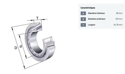 Divers - Non définie - Roulement à rouleaux coniques 65x120x24.75mm