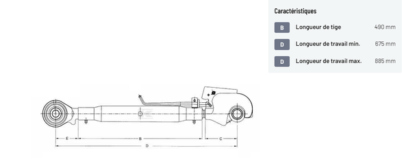 Divers - Non définie - Barre de poussée rotule/crochet490, M30 cat.2/2