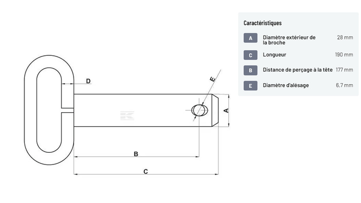 Divers - Non définie - Axe avec poignée 28x177mm