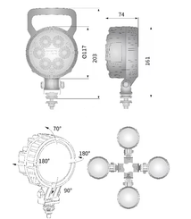 Divers - Non définie - Phare de travail LED rond 29W 2500lm, 10/30V, Ø 117mm