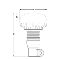 Divers - Non définie - Gyrophare LED, profil bas, 15W, 12-24V, ambre, montage sur poteau flexible, Ø 86mm x138mm