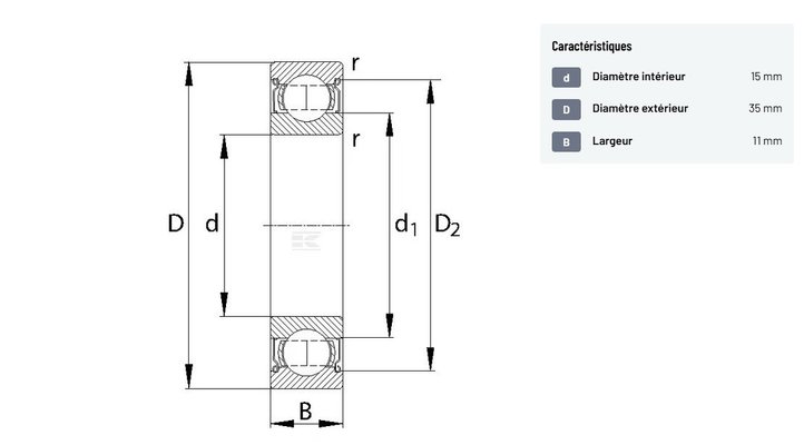 Divers - Non définie - Roulement à billes à gorge profonde 15x35x11mm