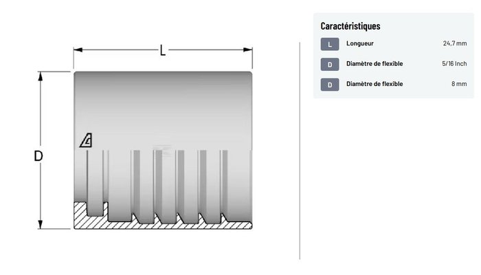Flexibles & Raccords - Flexibles Hydrauliques - Douille à sertir HST-HF-DN08